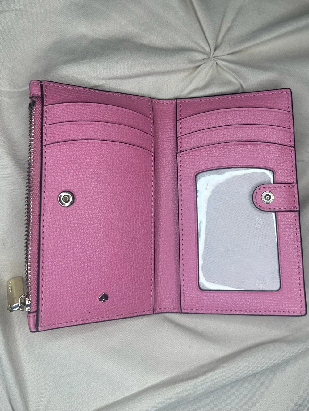 kate spade Pink Pebbled Leather Zip Wallet